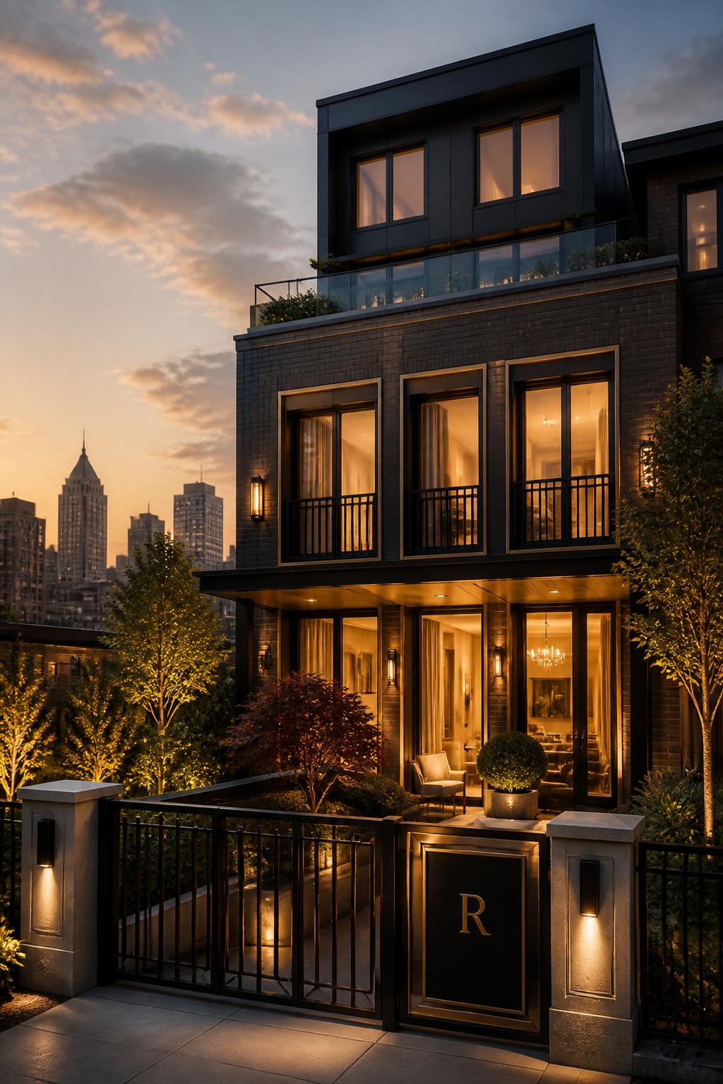 Luxury managed residence at golden hour